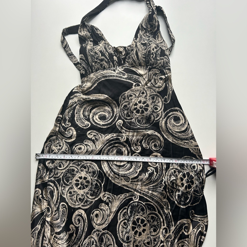 Adrianna Papell  silk  dress occasion black beige pattern print floral gown - Picture 12 of 13